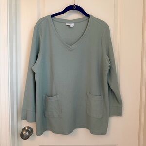 J. Jill Petite Sage Green Knit Top